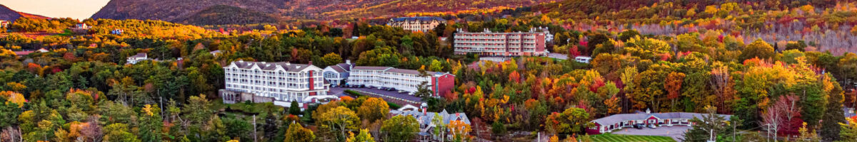 Colorful autumn landscape with buildings