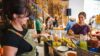 People enjoying drinks and food