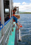 College of the Atlantic students deploy the Sea-Bird SBE19v2plus CTD probe.